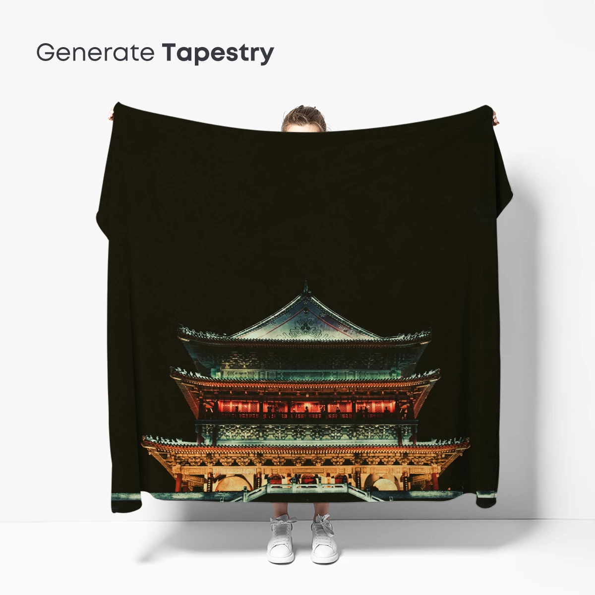 Illuminated Pagoda at Night: A Symphony of Light and Shadow - Image 5