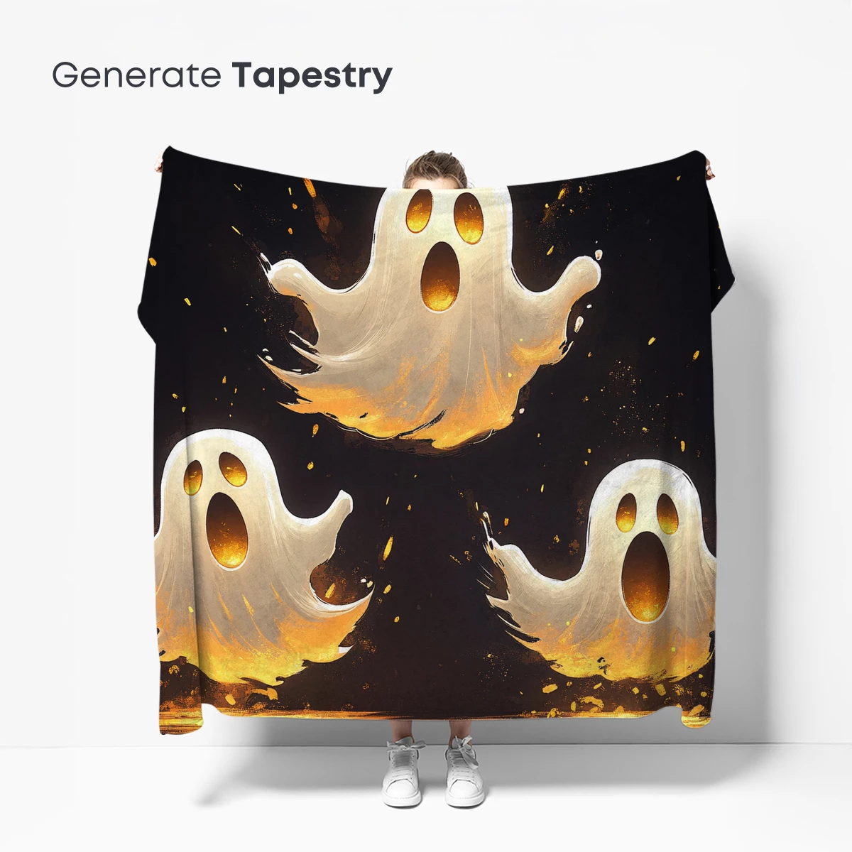 Glowing Ghost Trio: Halloween Spirit Art - Image 5