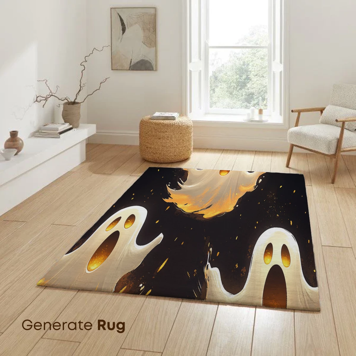 Glowing Ghost Trio: Halloween Spirit Art - Image 6