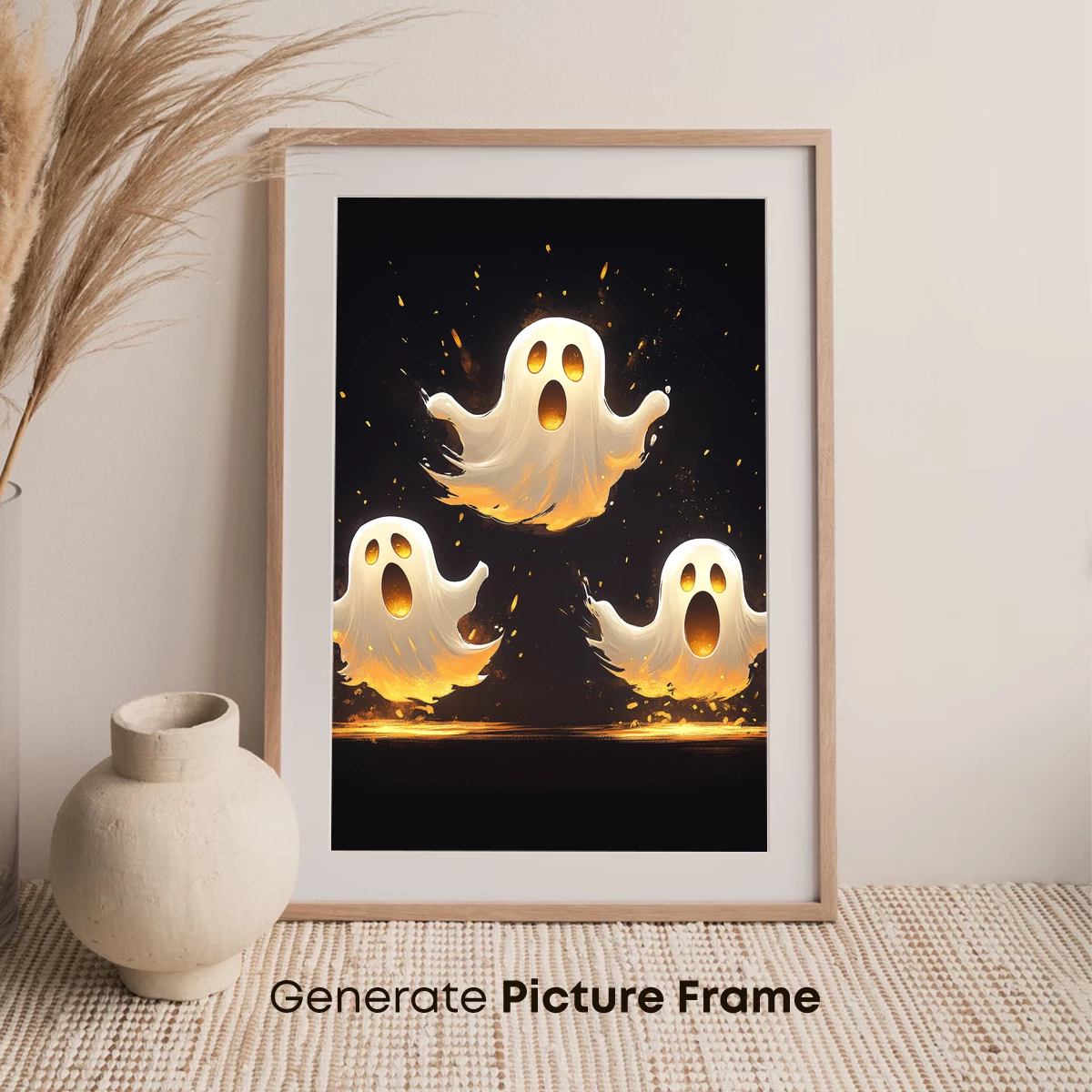 Glowing Ghost Trio: Halloween Spirit Art - Image 7
