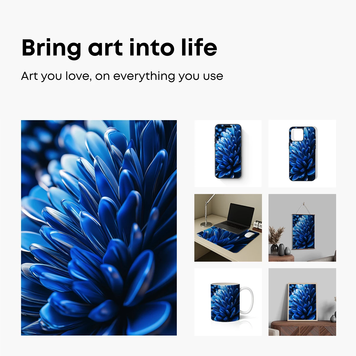 Blue Crystal Bloom: Futuristic Floral Artistry - Image 2