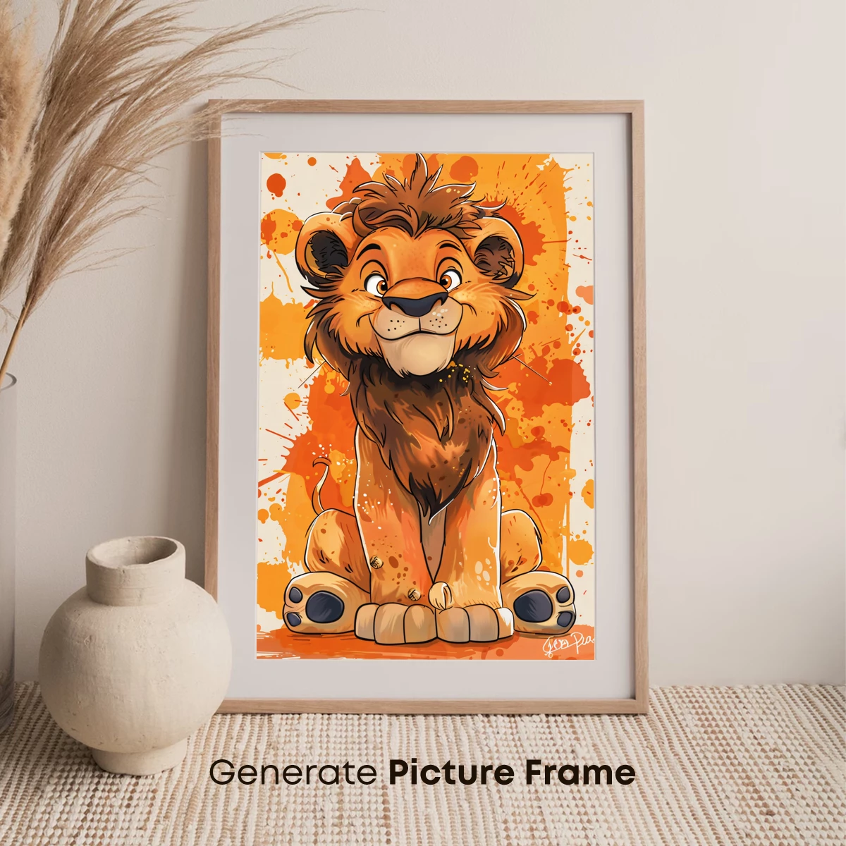Charming Lion Cub in Vibrant Splash Art - Image 7