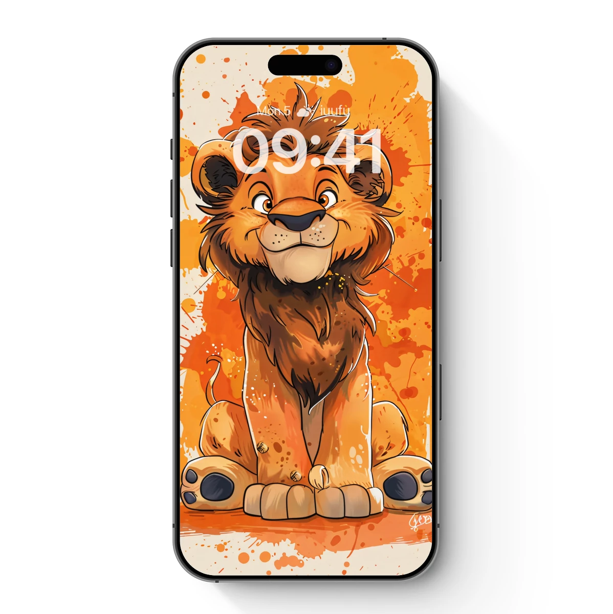 Charming Lion Cub in Vibrant Splash Art