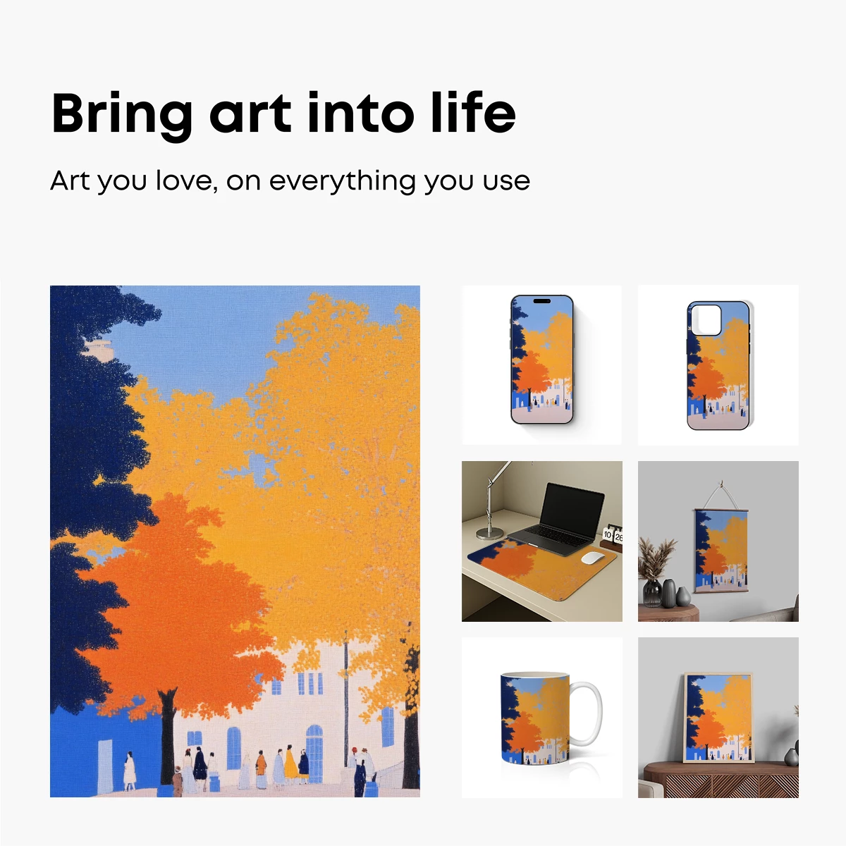 Autumn Palette: Vibrant Trees and Serene Village - Image 2