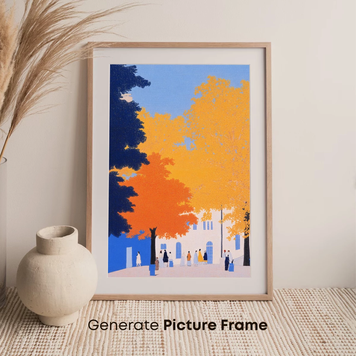 Autumn Palette: Vibrant Trees and Serene Village - Image 7