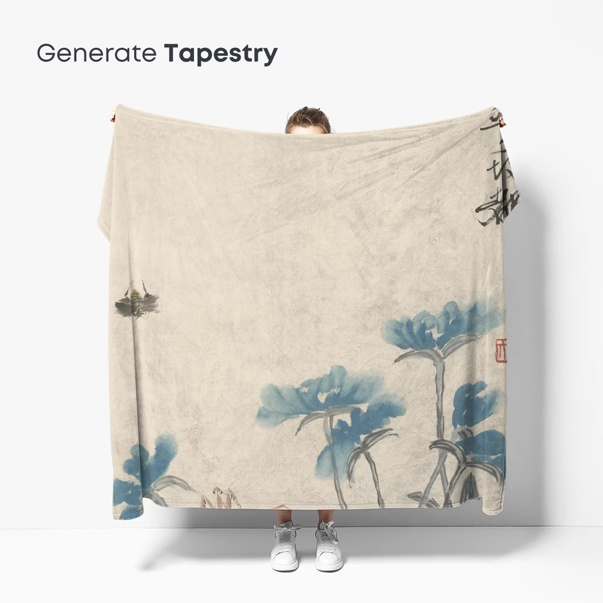 Blue Blossoms and Fluttering Moths: A Zen Garden Harmony - Image 5