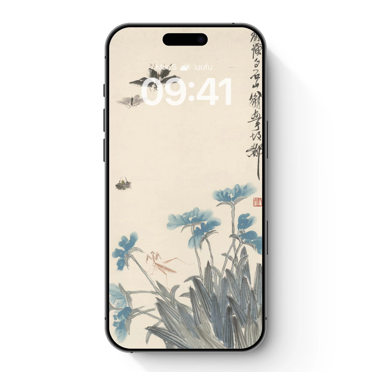 Blue Blossoms and Fluttering Moths: A Zen Garden Harmony