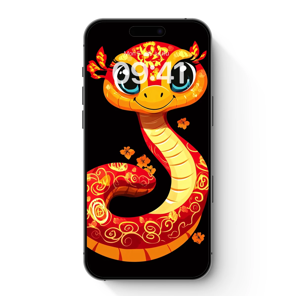 Charming Serpent in Floral Armor: A Vibrant Cartoon Masterpiece