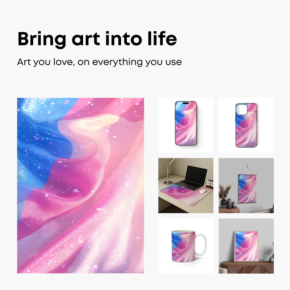 Galactic Silk Symphony: Shimmering Textures in Pastel Hues - Image 2