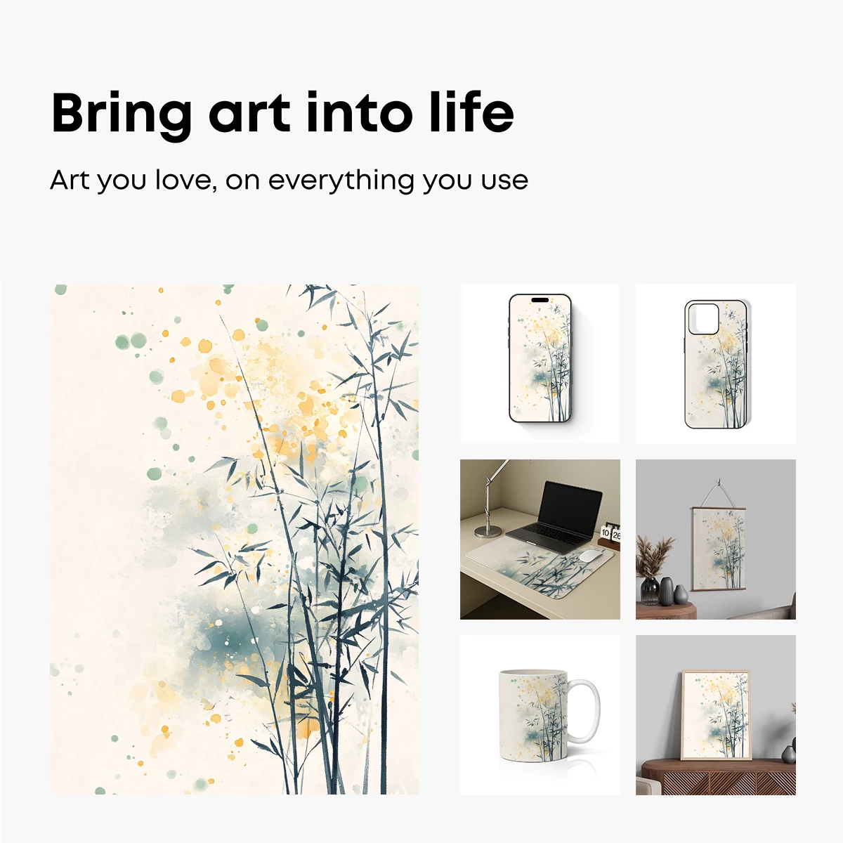 Elegant Bamboo Whispers in Abstract Harmony - Image 2