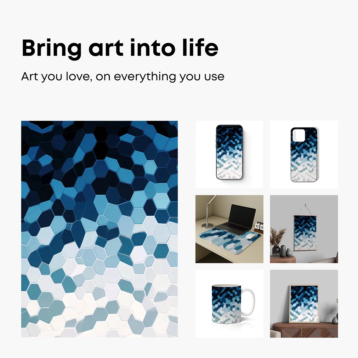 Hexagonal Blue Gradient: A Digital Mosaic Symphony - Image 2