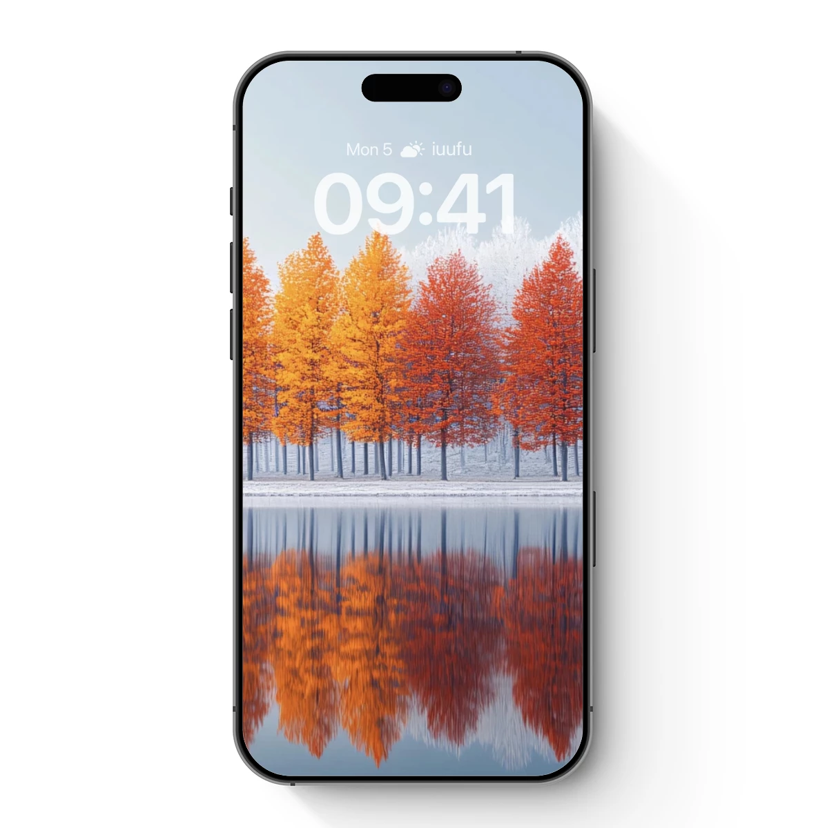 Autumn Frost Reflection: A Serene Lake Mirror