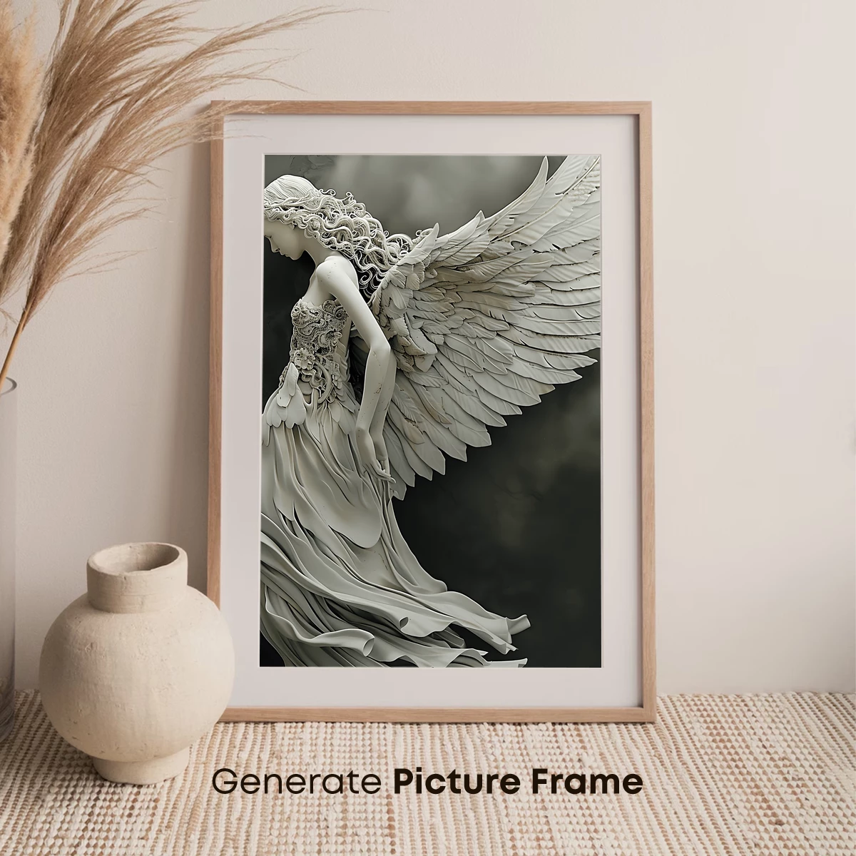 Ethereal Angel in Monochrome Elegance - Image 7
