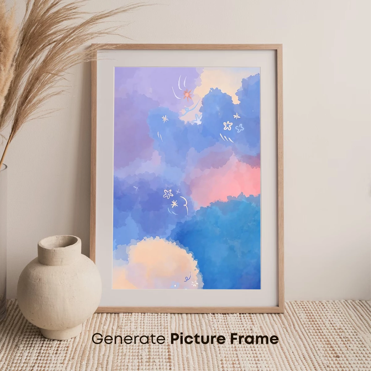 Dreamy Pastel Cloudscape with Whimsical Stars - Image 7