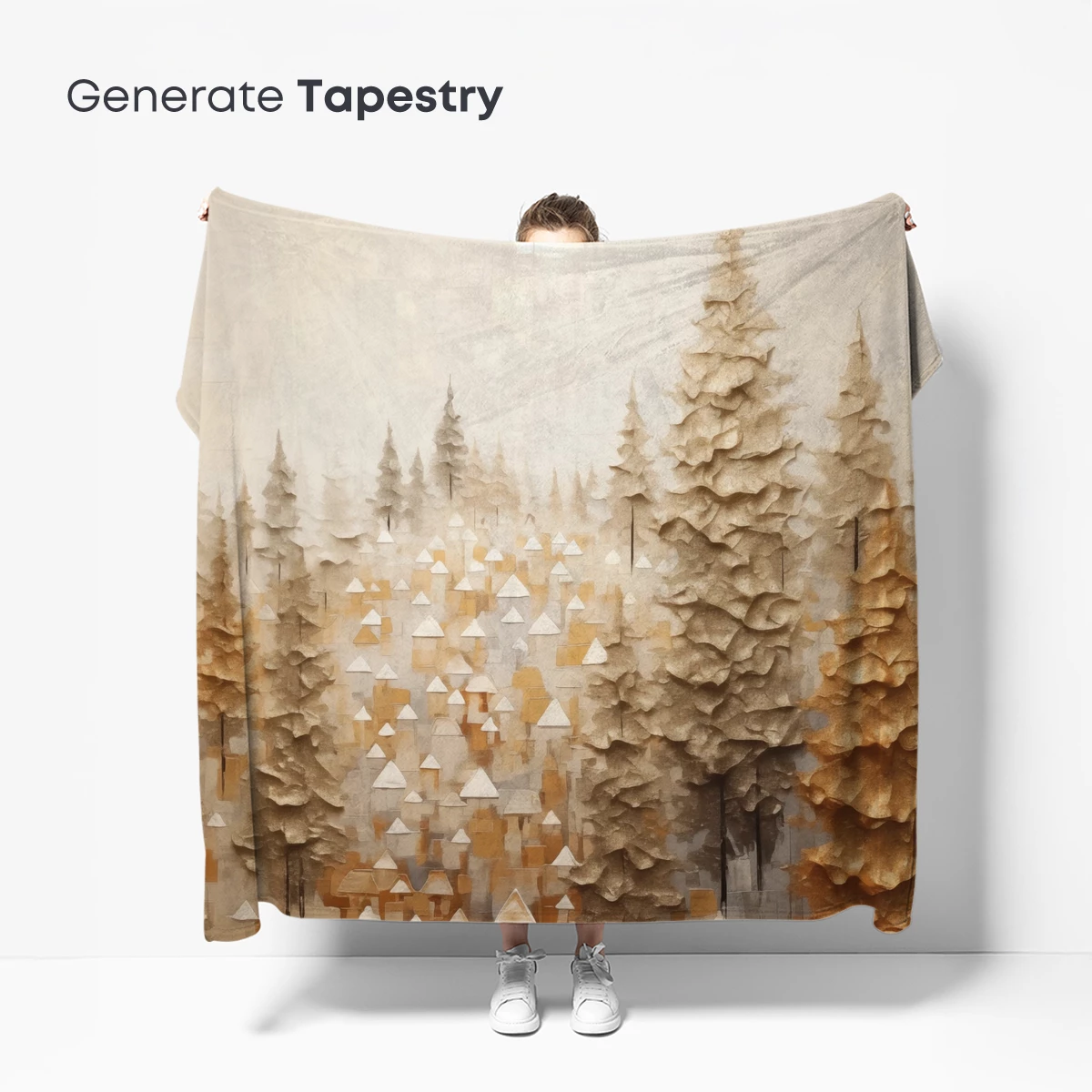 Golden Whispering Pines: Abstract Forest Elegance - Image 5