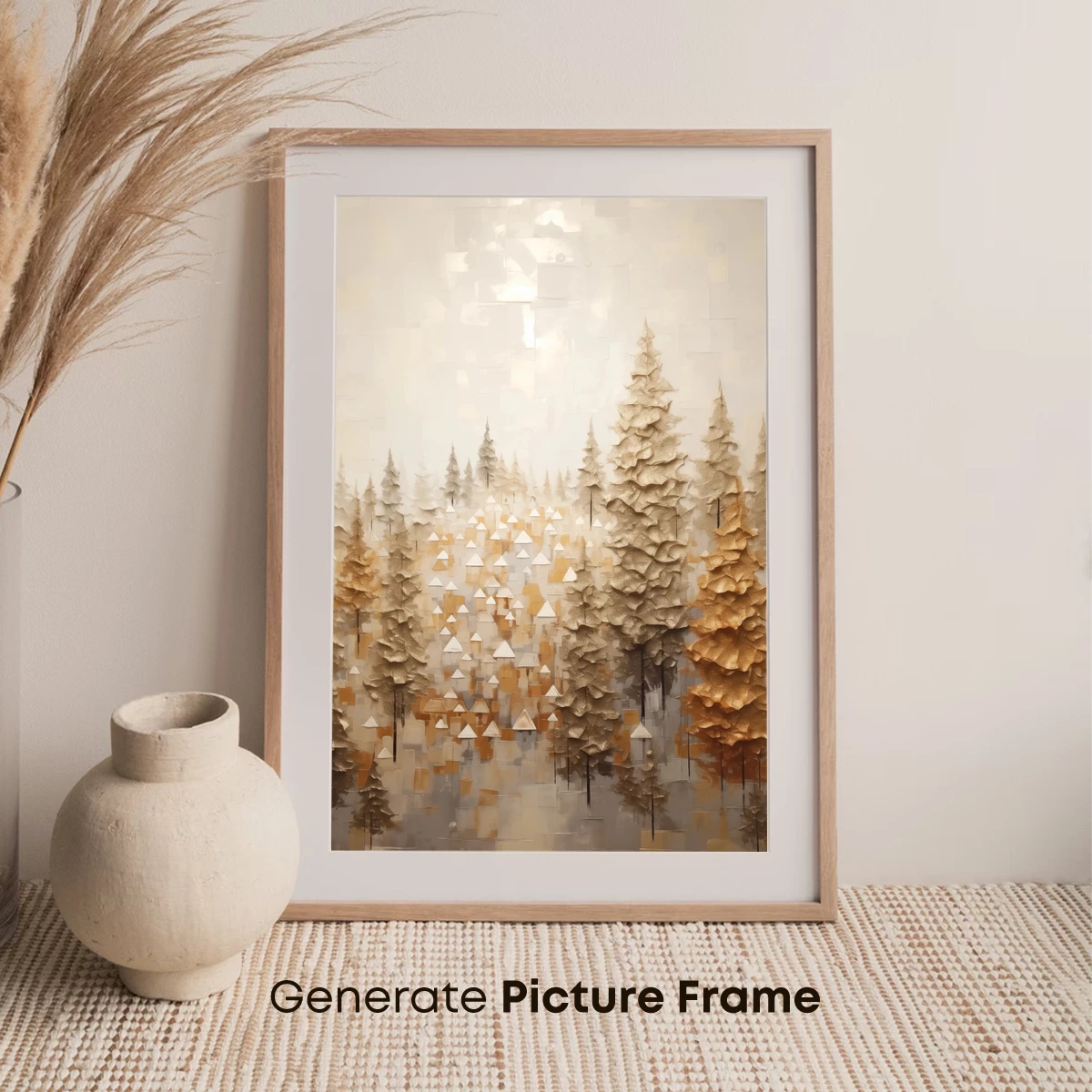 Golden Whispering Pines: Abstract Forest Elegance - Image 7