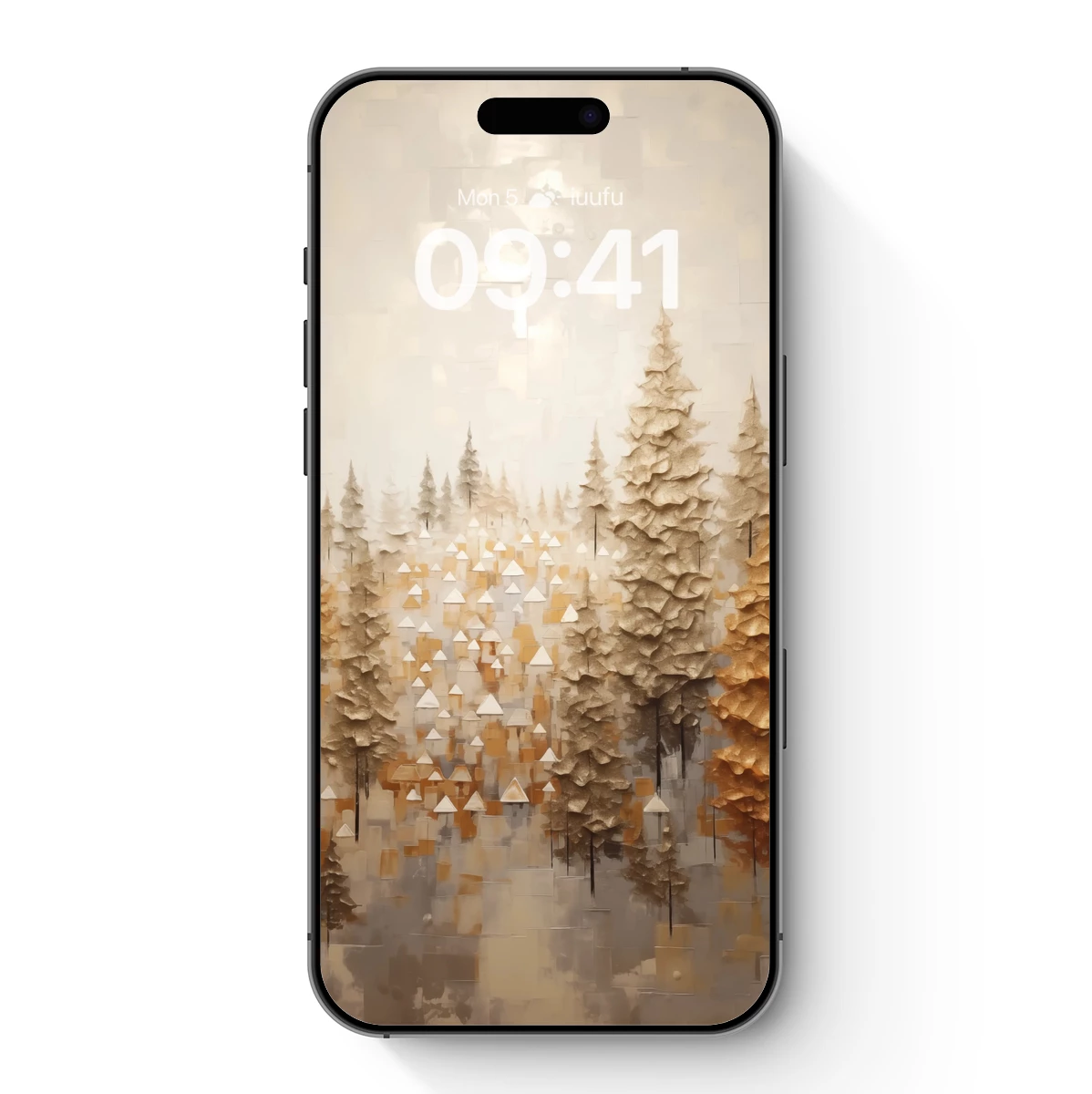 Golden Whispering Pines: Abstract Forest Elegance