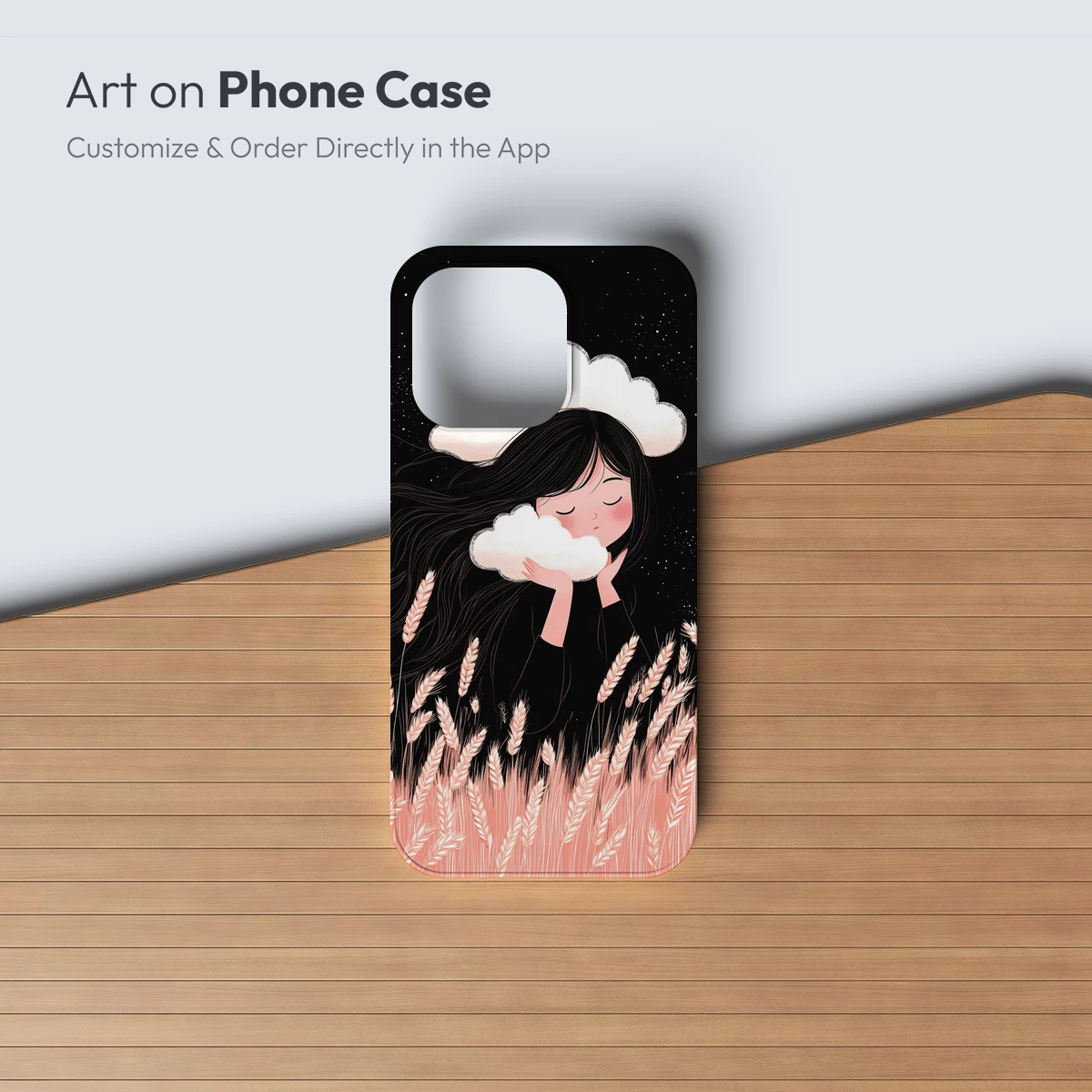 Dreamy Night Whispers: Clouds & Wheat Fields - Image 3