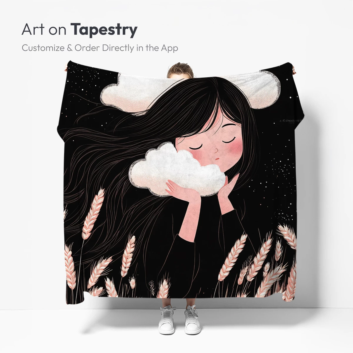 Dreamy Night Whispers: Clouds & Wheat Fields - Image 5