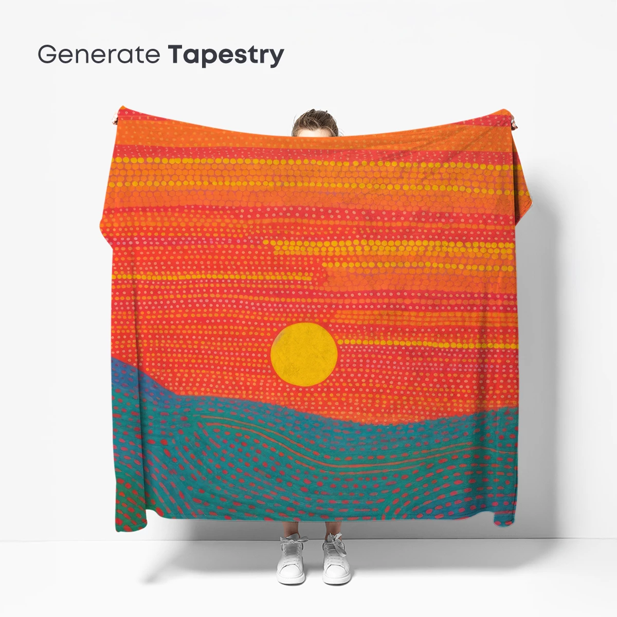 Dot-Painted Sunset: Vibrant Waves and Warm Horizons - Image 5