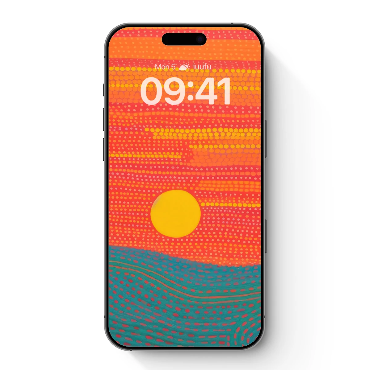 Dot-Painted Sunset: Vibrant Waves and Warm Horizons