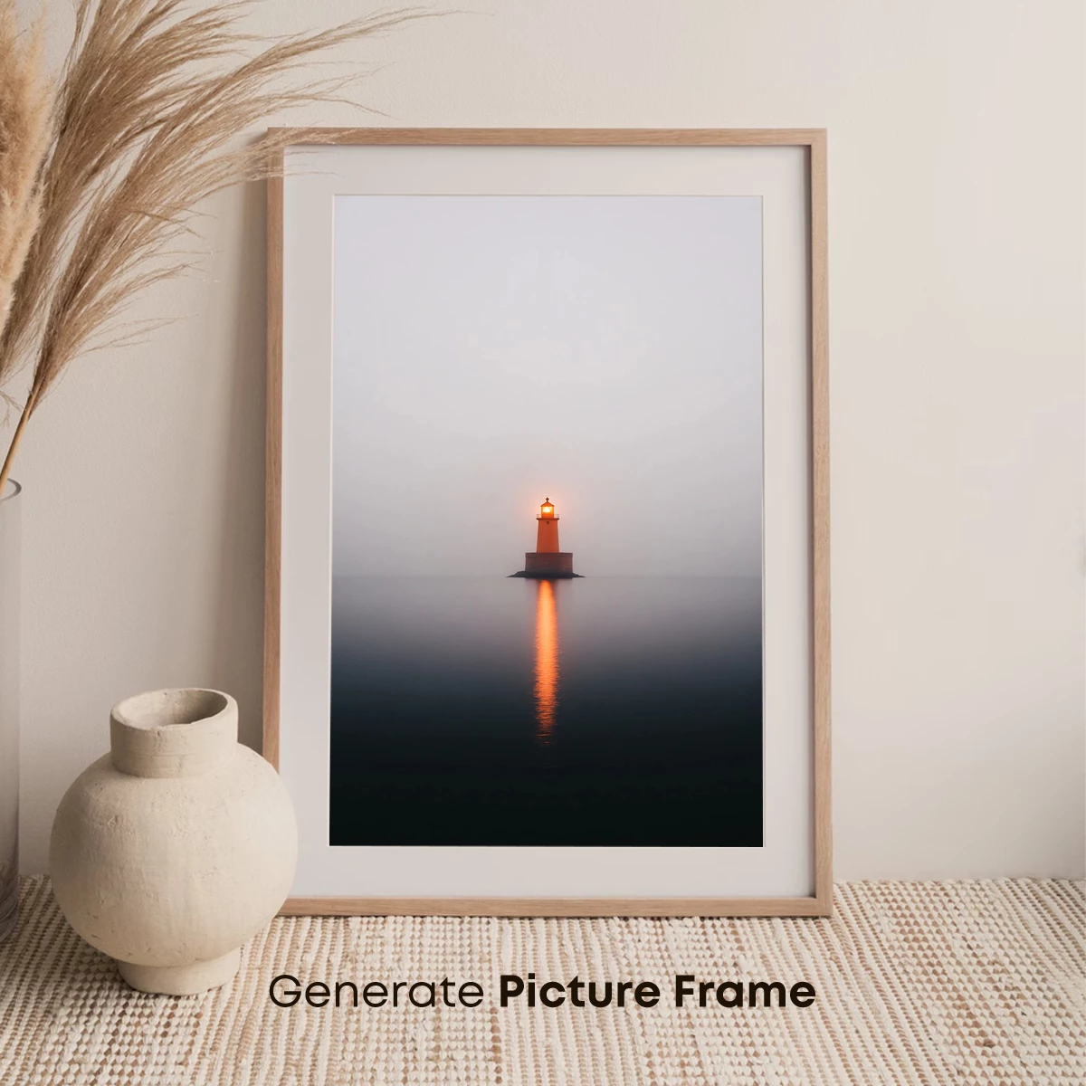Foggy Lighthouse Reflection: Solitude's Glow - Image 7