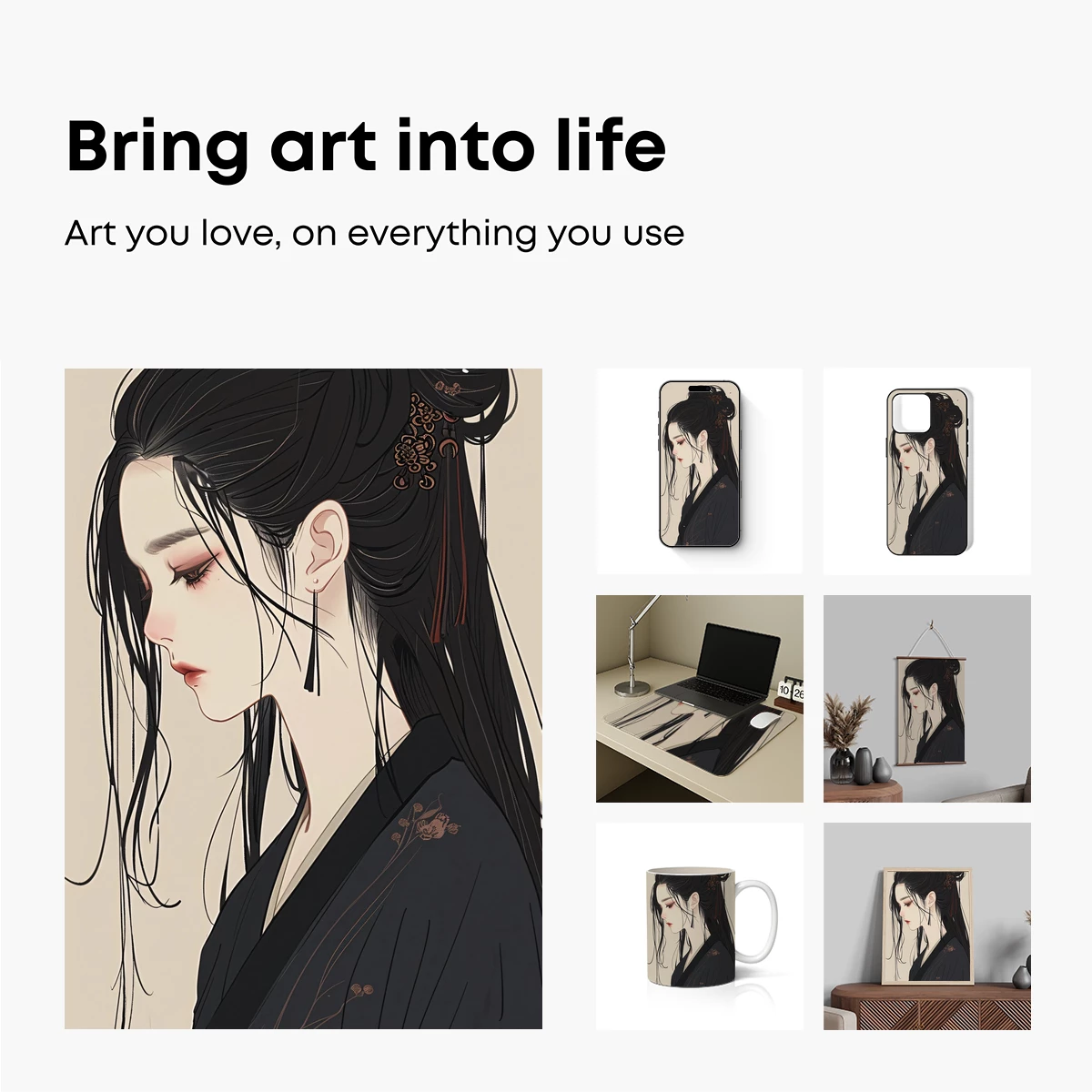 Elegant Hanfu Portrait: Timeless Beauty in Monochrome - Image 2