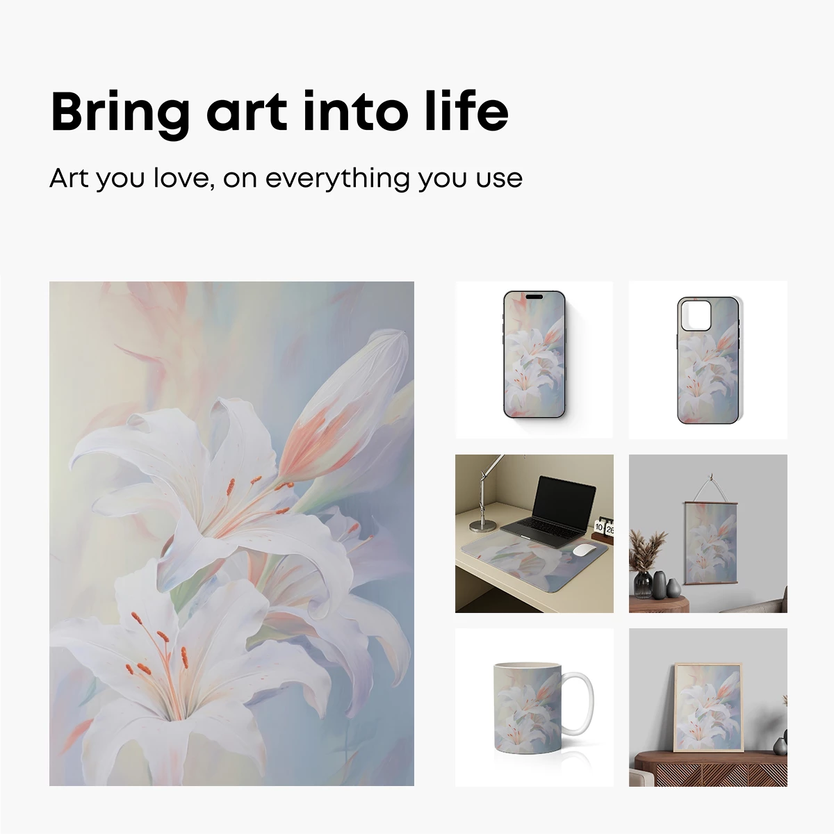 Ethereal Lilies: Soft Blooms in Pastel Harmony - Image 2