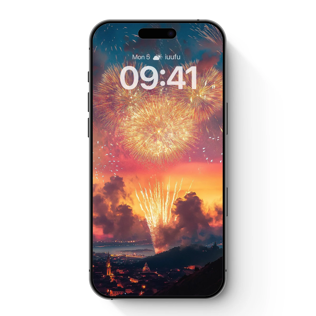 Festive Skies: Fireworks Over Sunset Cityscape Festive Skies: Fireworks Over Sunset Cityscape