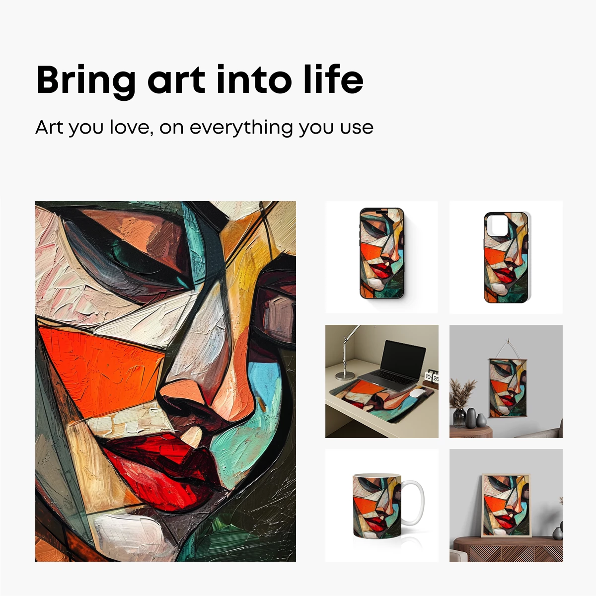 Cubist Face Symphony: Bold Colors and Geometric Emotion - Image 2