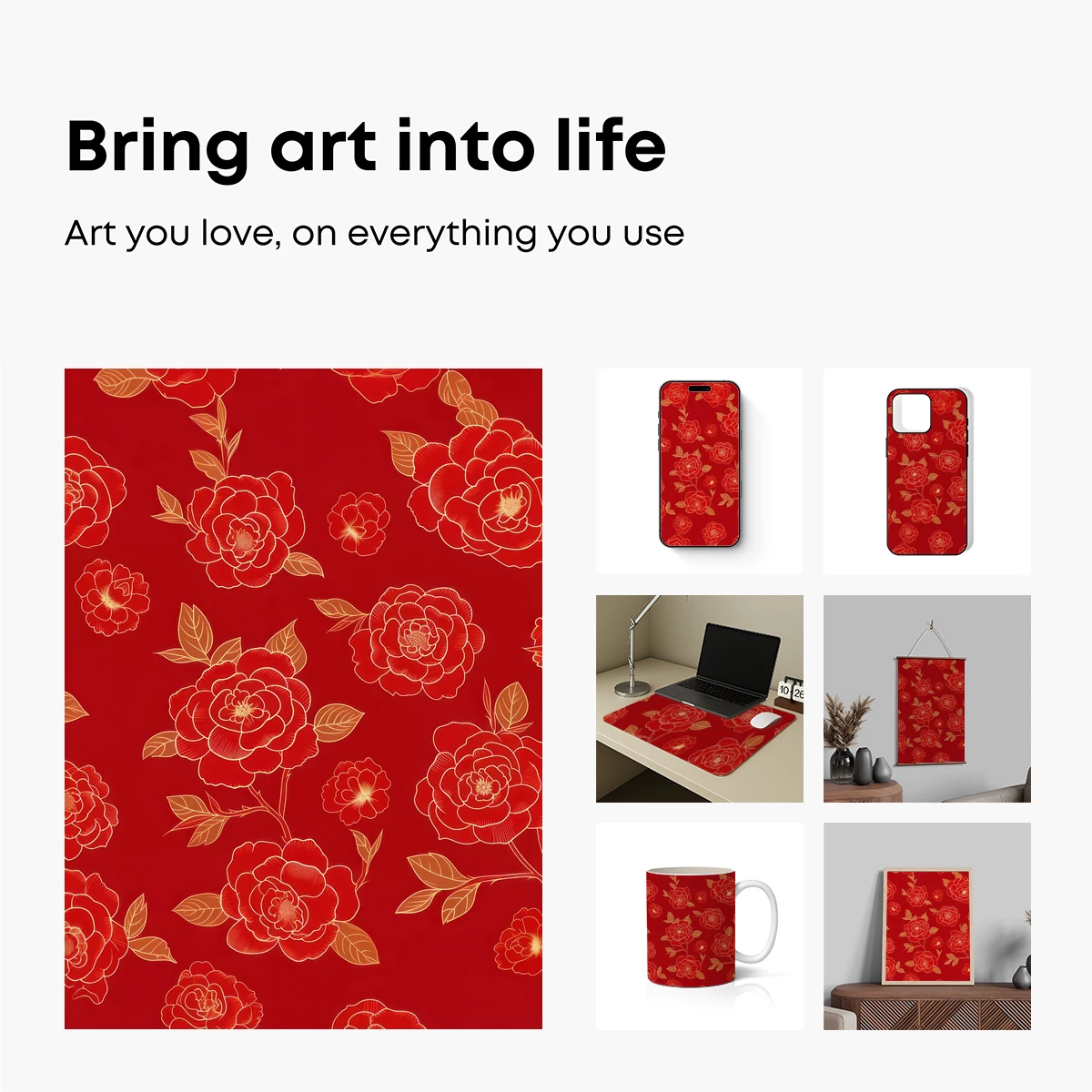 Crimson Elegance: Golden Peonies in Bloom - Image 2