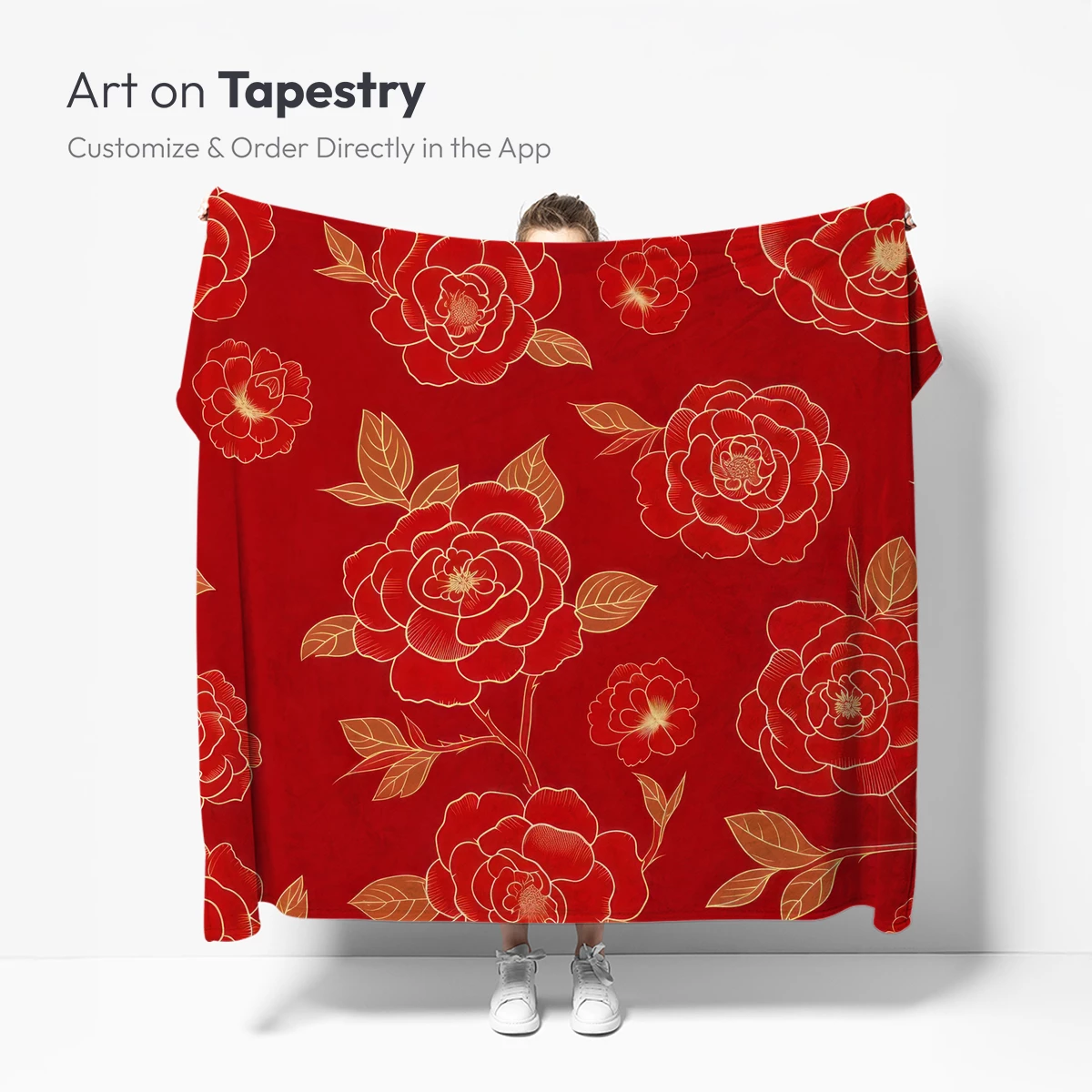 Crimson Elegance: Golden Peonies in Bloom - Image 5