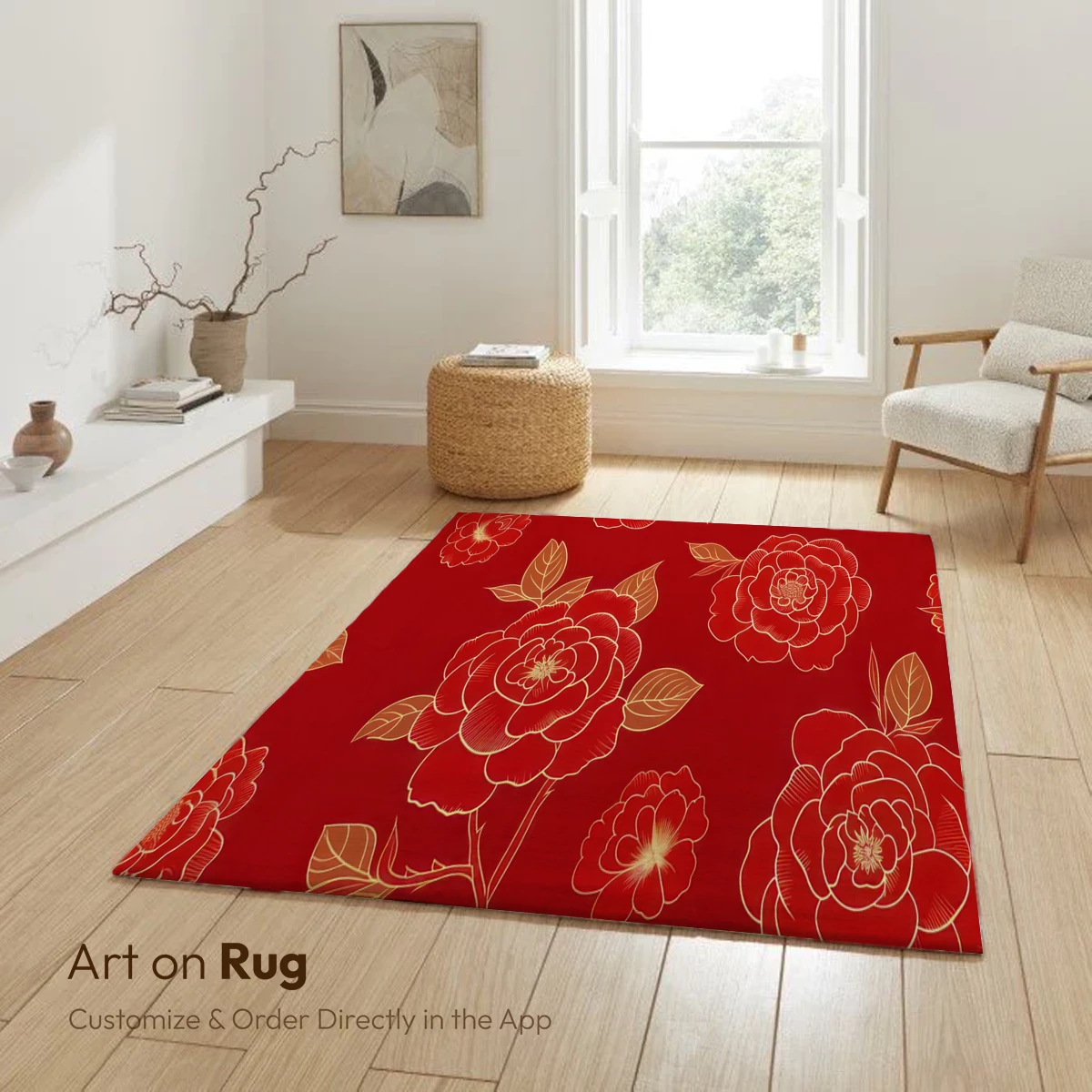 Crimson Elegance: Golden Peonies in Bloom - Image 6