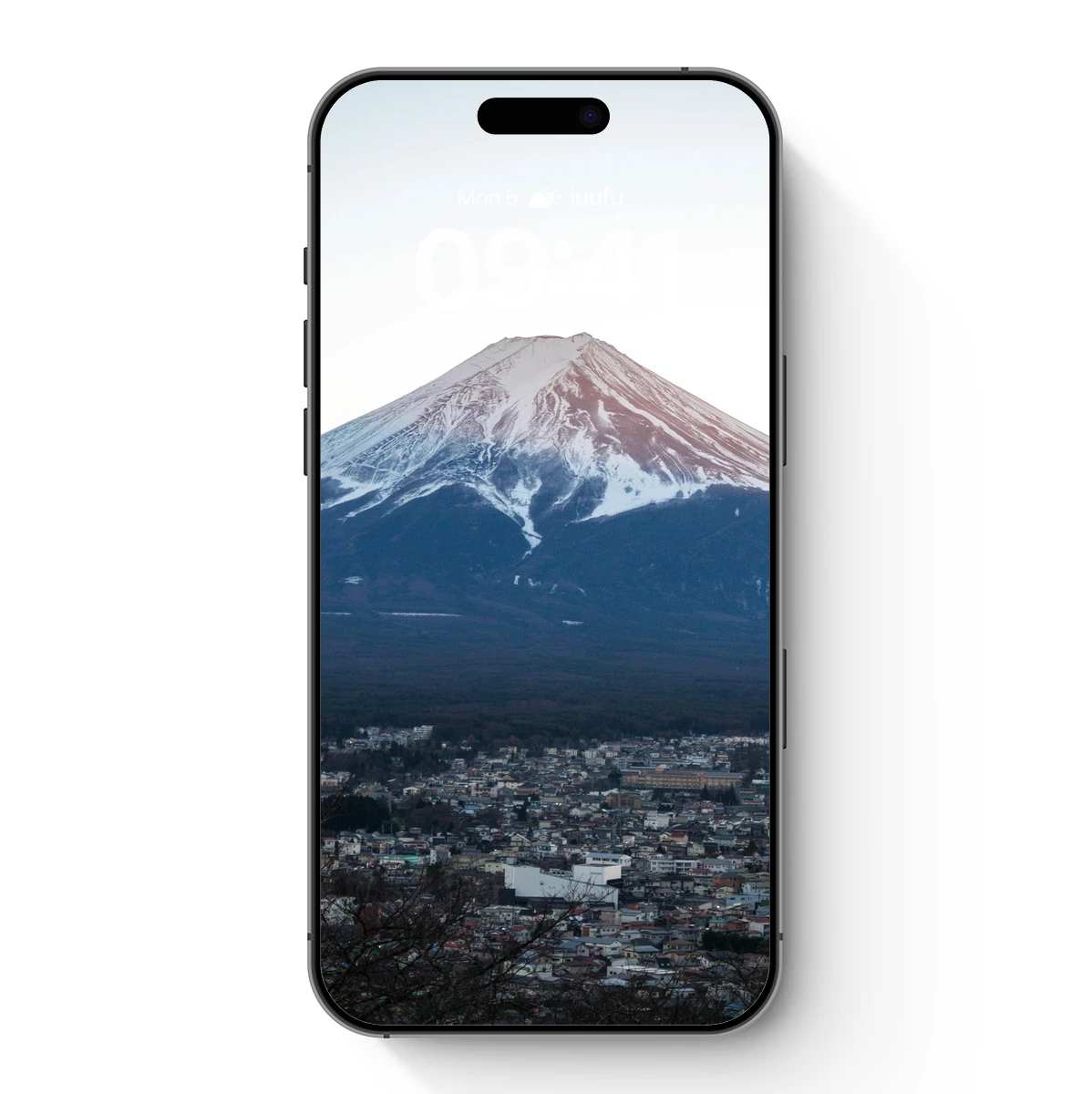 Fuji's Dawn Glow: Urban Serenity Below