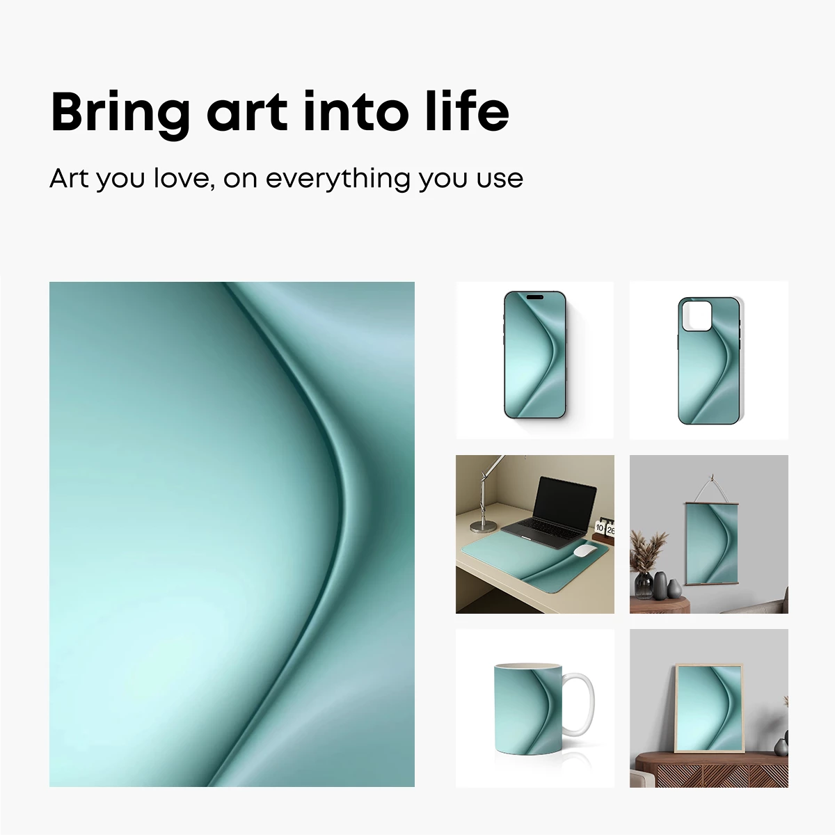 Ethereal Teal Flow: A Silk Symphony - Image 2