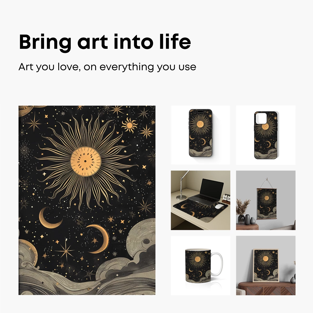 Celestial Symphony: Golden Sun and Moon Dance - Image 2