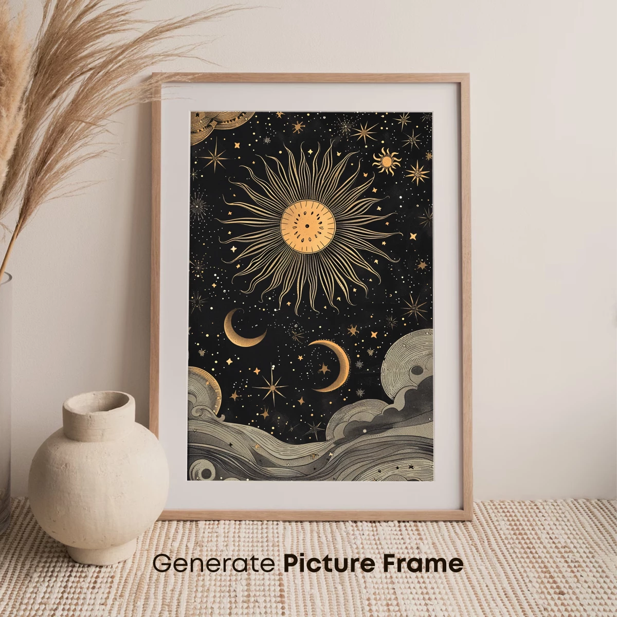 Celestial Symphony: Golden Sun and Moon Dance - Image 7