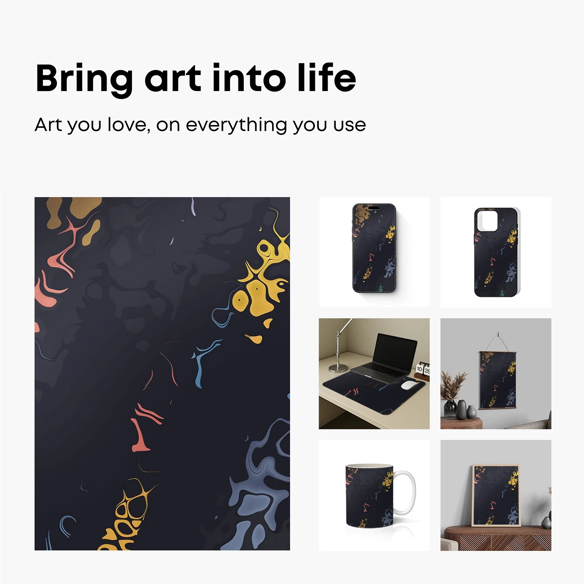 Abstract Whispers: Colorful Ink Blooms in Darkness - Image 2