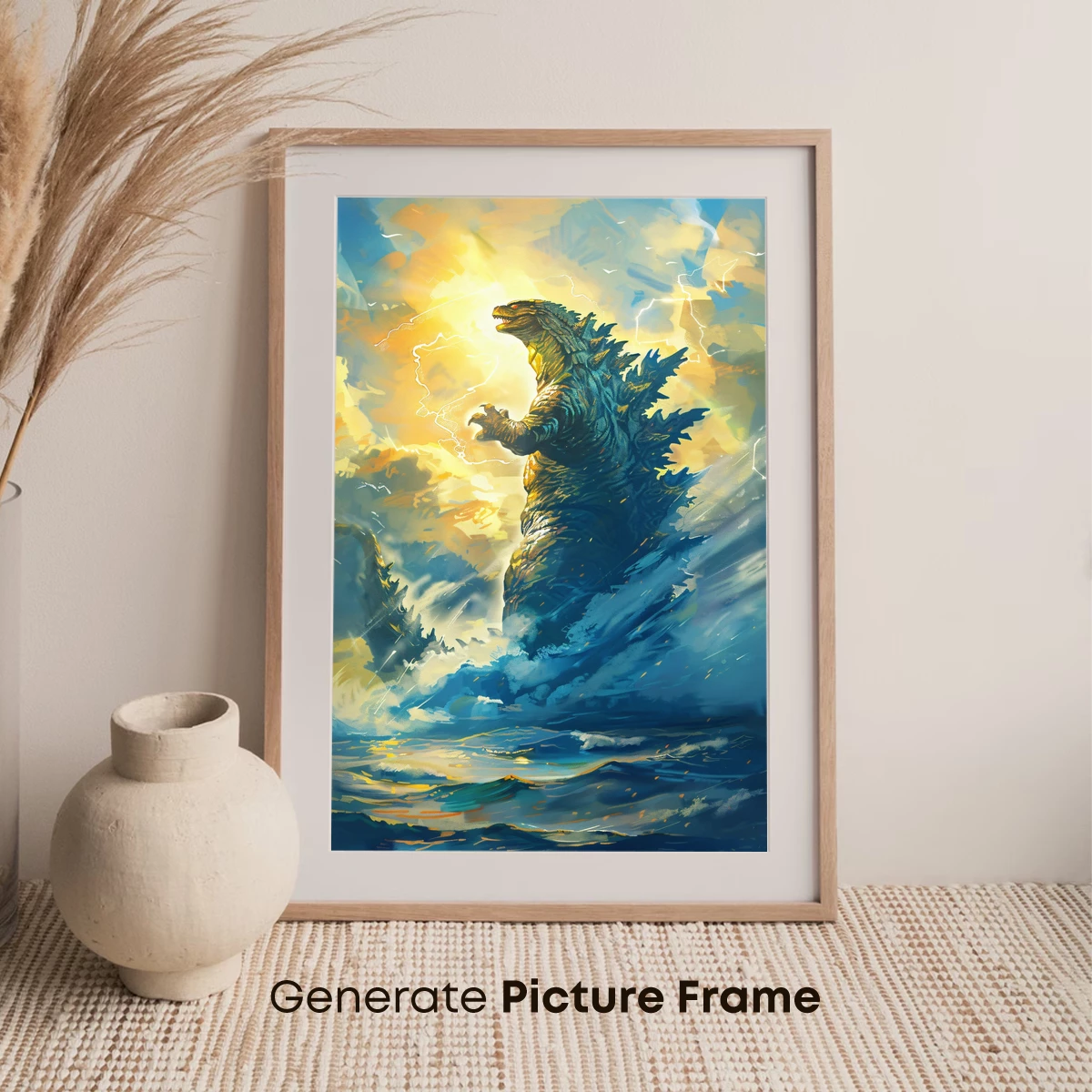 Godzilla's Thunderous Roar in a Stormy Sea - Image 7