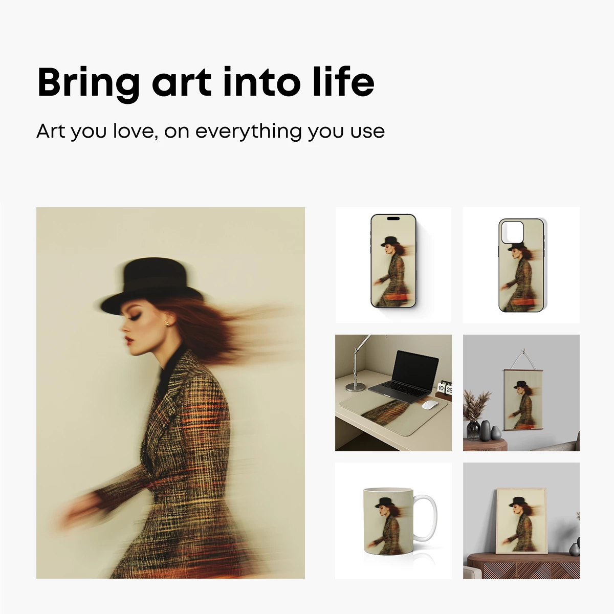 Elegant Motion: Plaid Ensemble in Blur - Image 2
