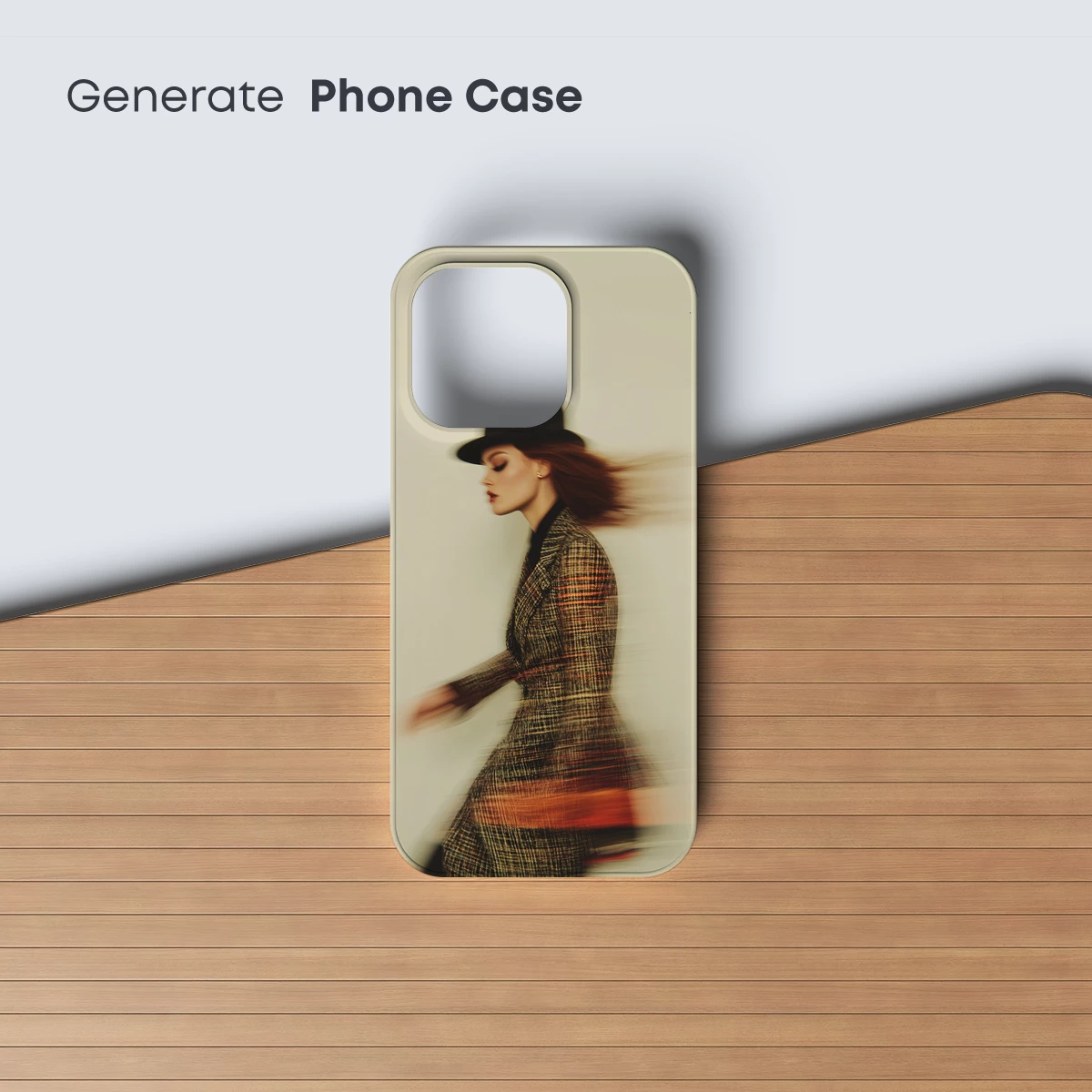 Elegant Motion: Plaid Ensemble in Blur - Image 3