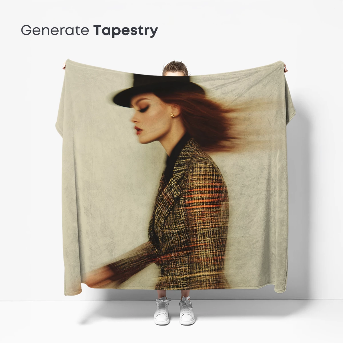 Elegant Motion: Plaid Ensemble in Blur - Image 5