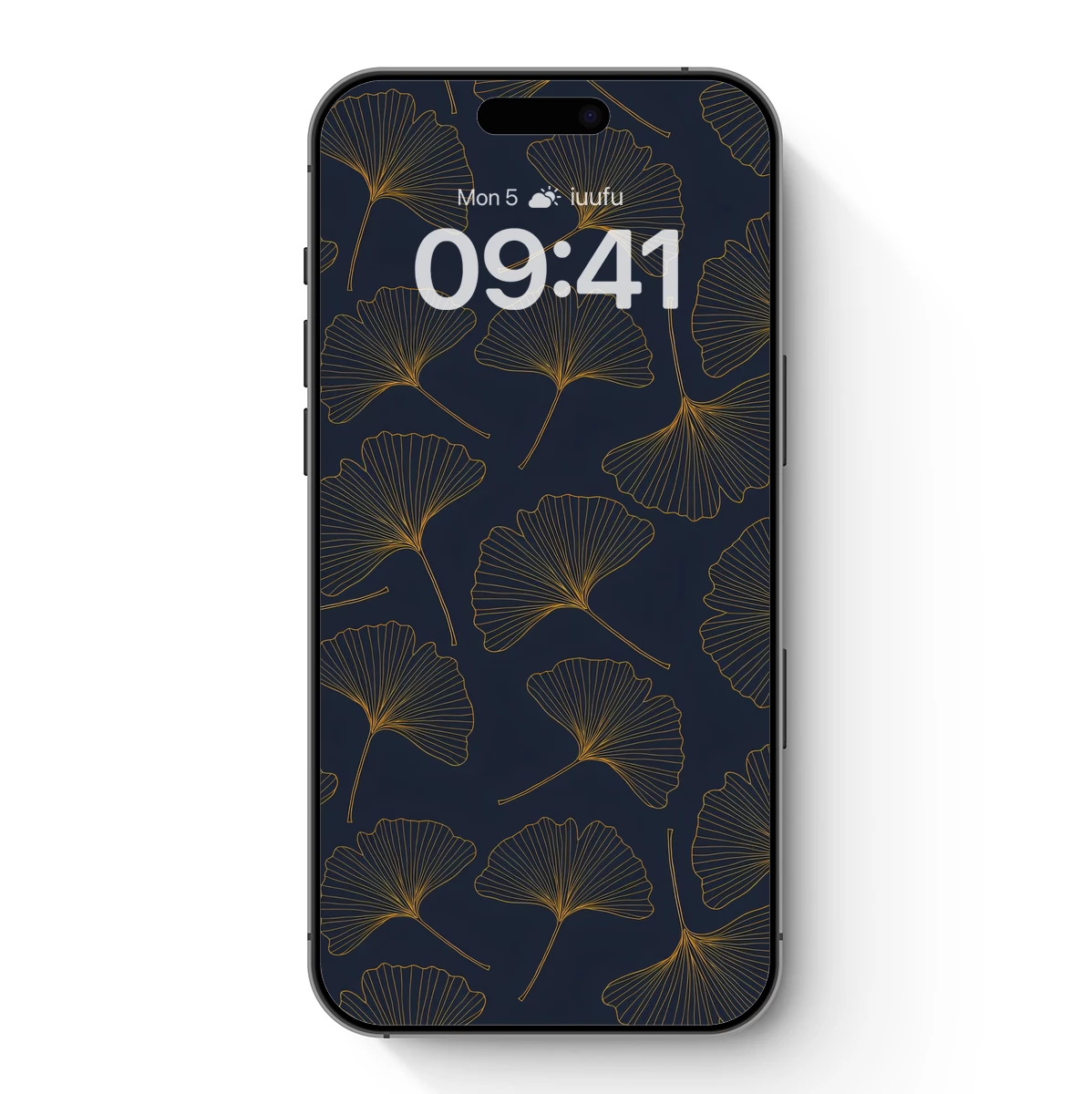 Golden Ginkgo Elegance on Midnight Blue
