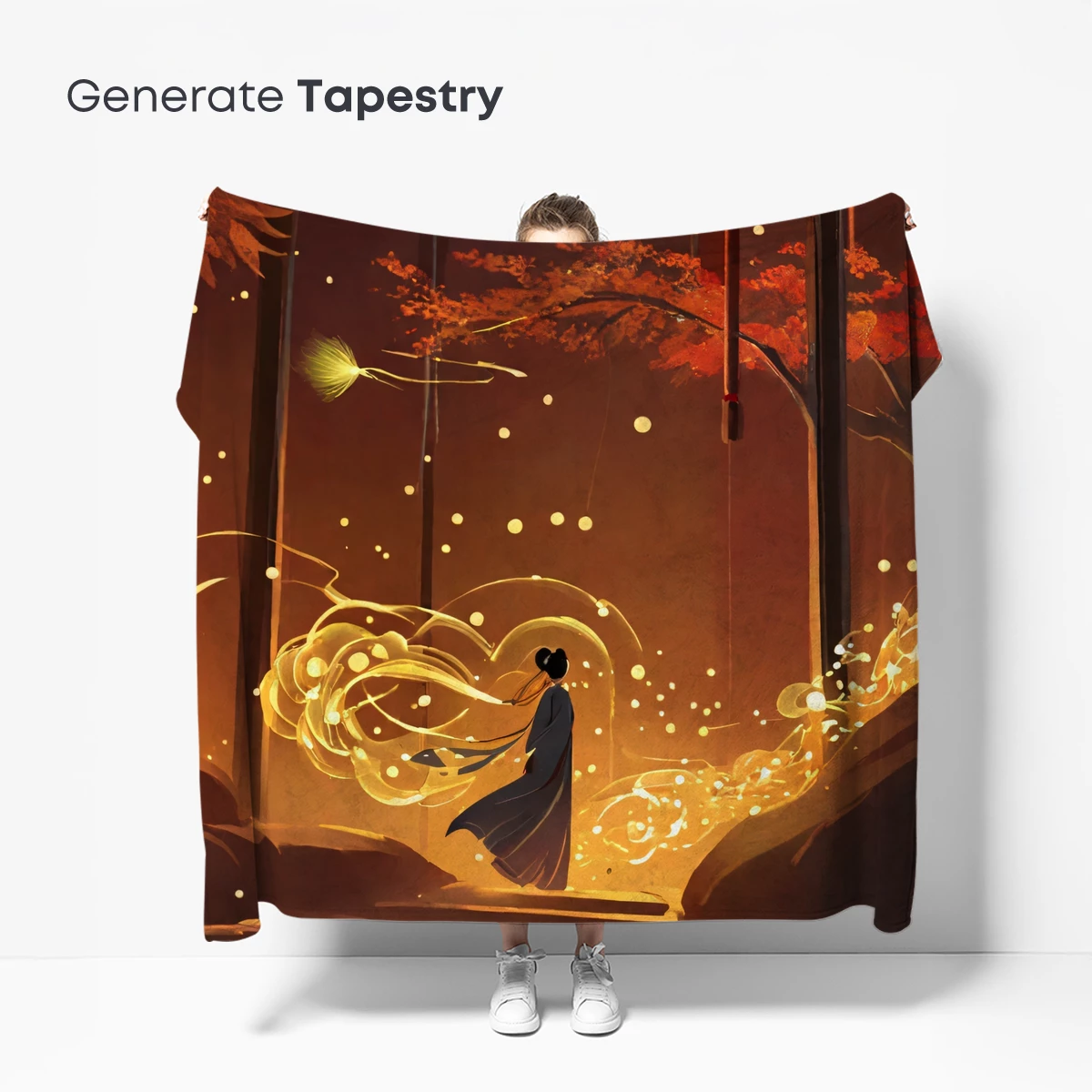 Autumnal Whisper: Ethereal Figure in Glowing Embrace - Image 5