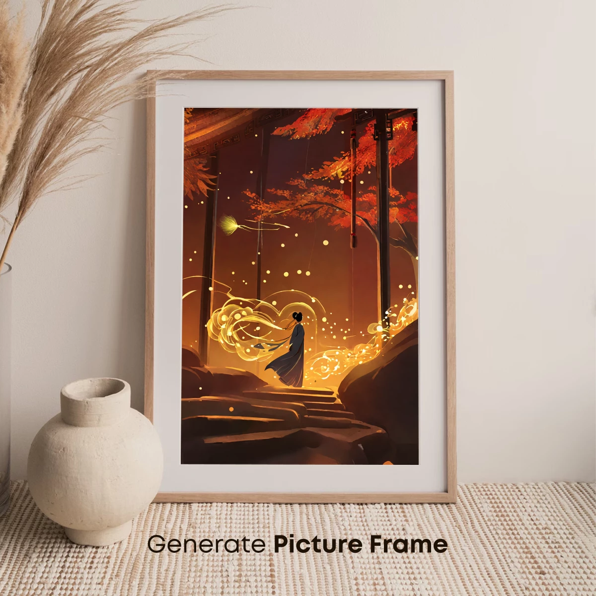 Autumnal Whisper: Ethereal Figure in Glowing Embrace - Image 7