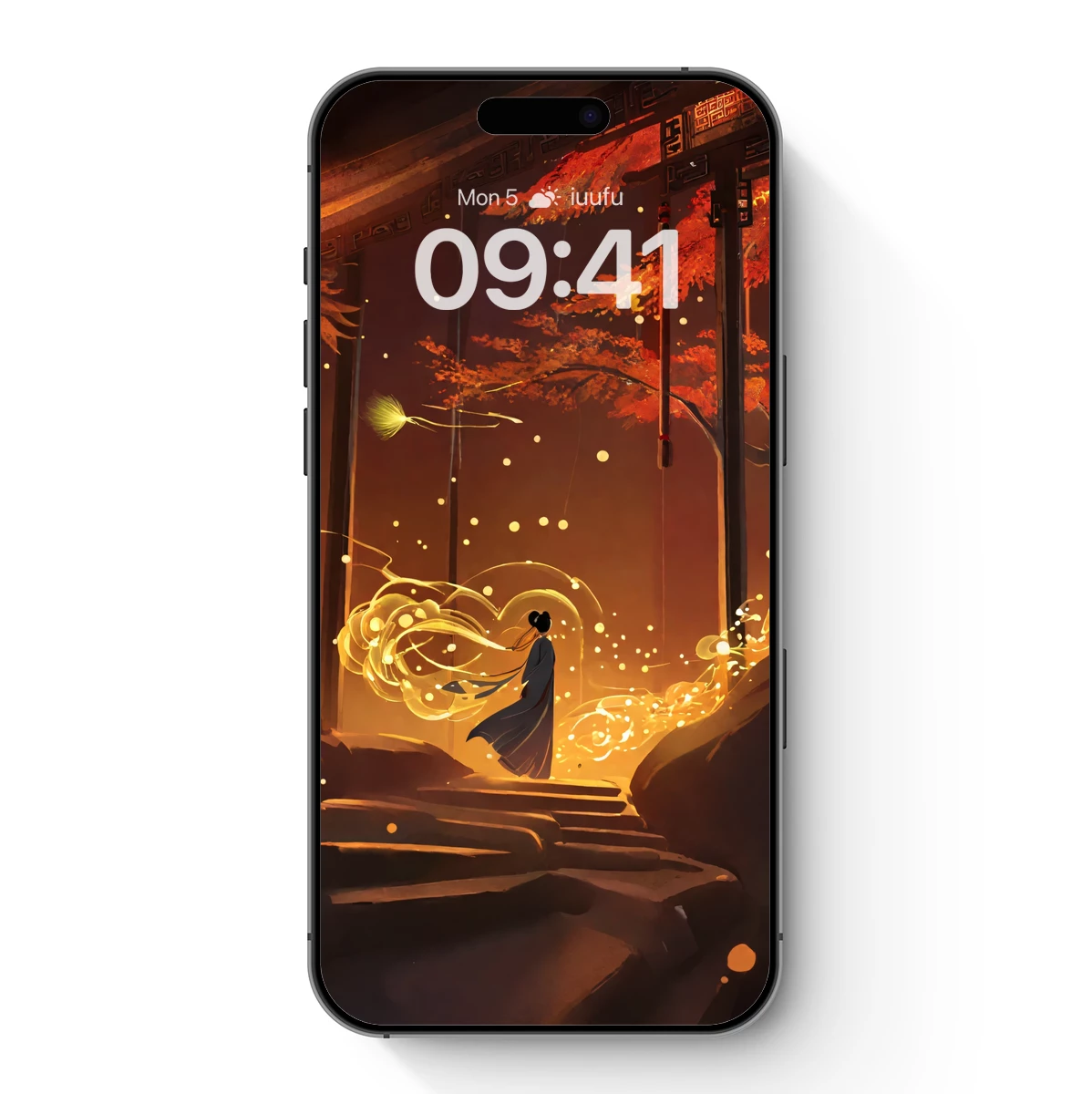 Autumnal Whisper: Ethereal Figure in Glowing Embrace