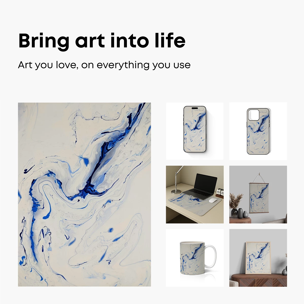 Ethereal Blue Whispers: Abstract Flow Art - Image 2