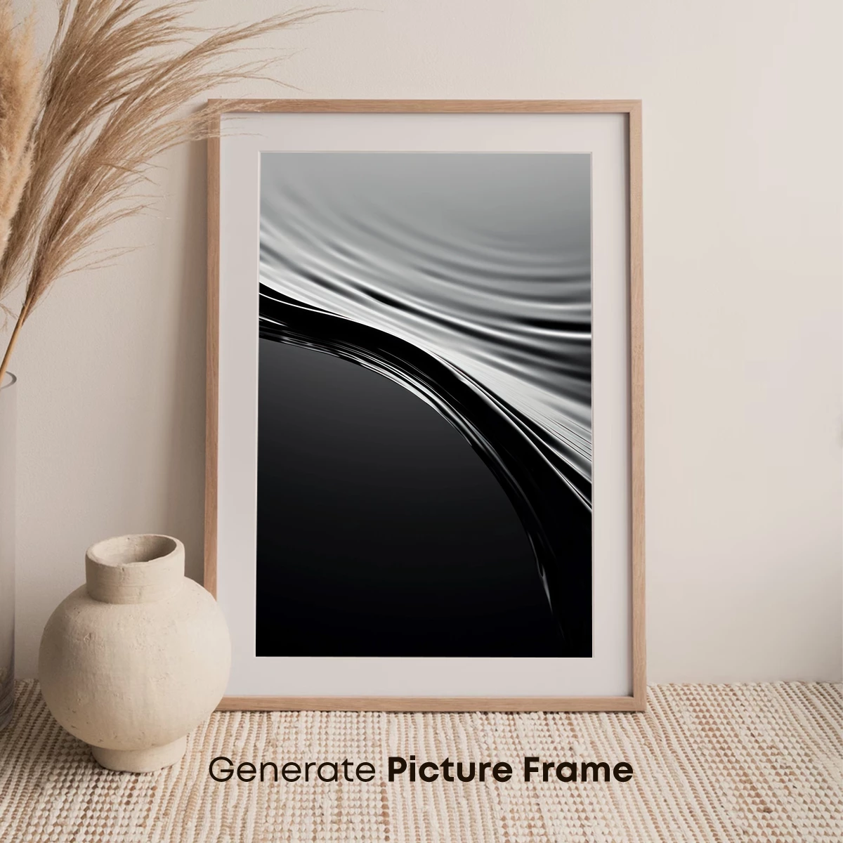 Elegant Black Wave: Abstract Fluidity in Motion - Image 7