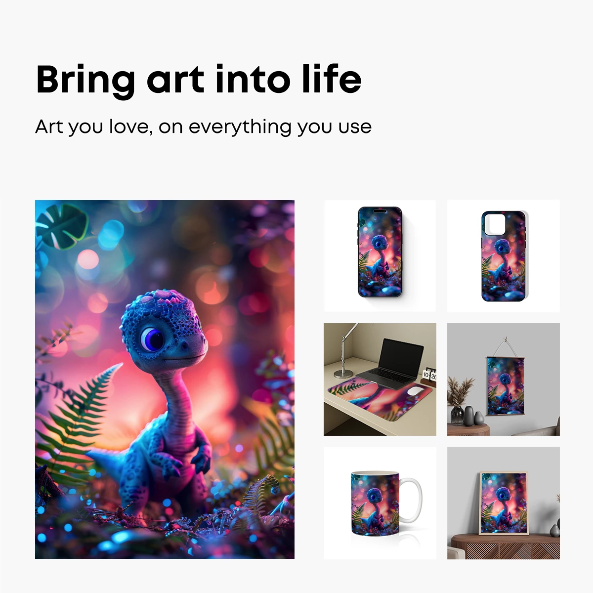 Enchanted Neon Dino in Luminous Jungle - Image 2