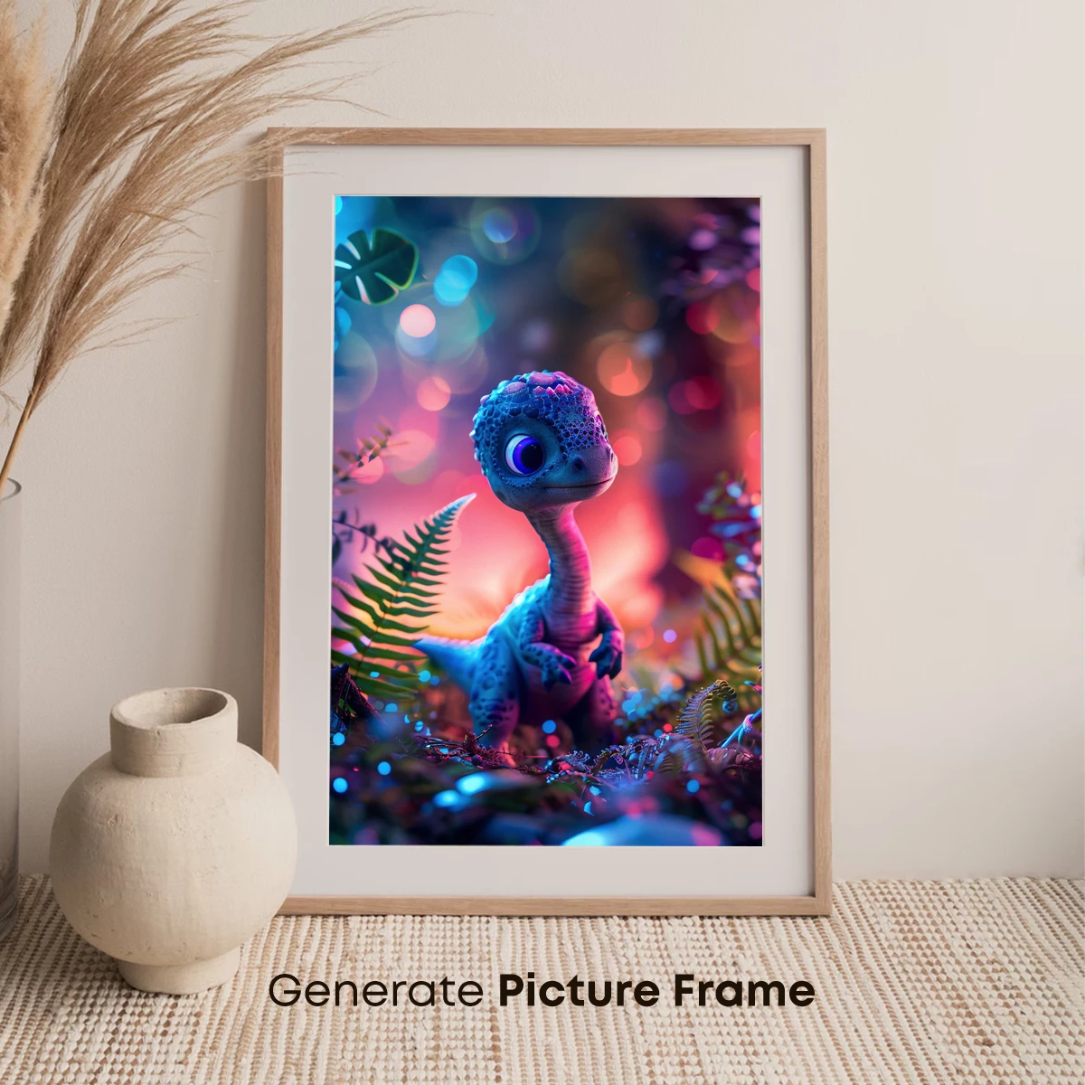 Enchanted Neon Dino in Luminous Jungle - Image 7